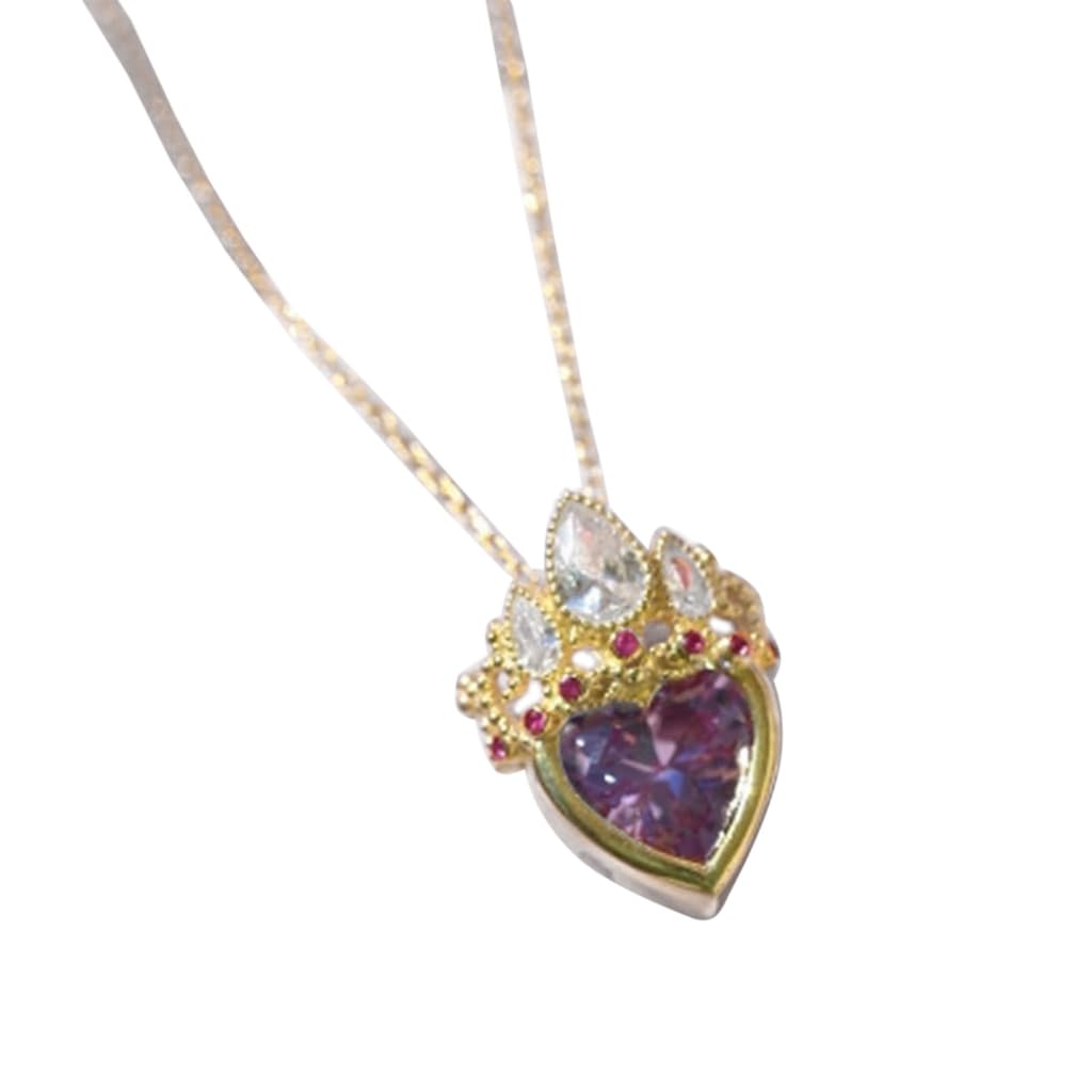 XIAHIOPT Collar con colgante de corona de corazón, gargantillas, joyas, material de aleación, accesorios de fiesta para novias y adolescentes