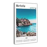 NEOHI Marbella, España, Europa, famosa ciudad, paisaje, viaje, lienzo, decoración de pared, pósteres, hogar, bar, restaurante, garaje, cafetería, logotipo, regalo, 12 x 18 pulgadas (30 x 45 cm)