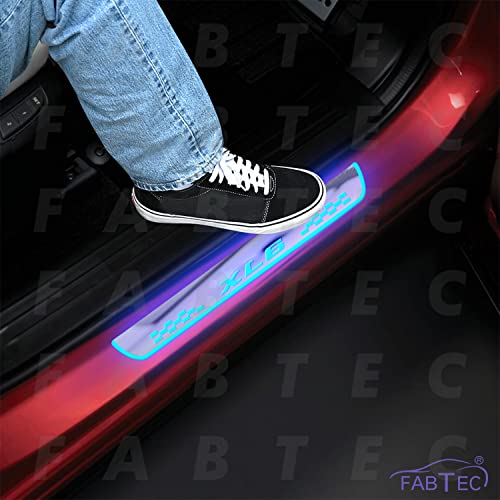 Image of FABTEC Car Door Foot Step Sill Plate with Mirror Finish LED Compatible with Maruti Suzuki Xl6 (Set of 4pc, Blue)(6 Months Warranty)