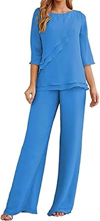 Mother of The Bride Pants Suit for Wedding 2 PC Womens Formal Evening Dressy Pant Suit Flattering Fit