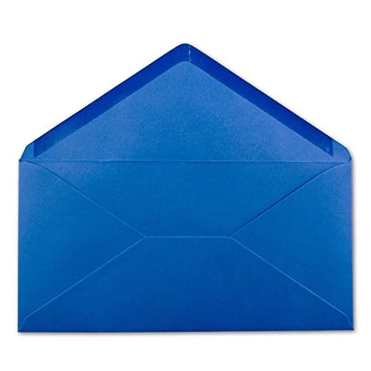 500 DIN-långa kuvert blå 22 x 11 cm – 120 g/m² våtlim post-kuvert utan fönster, perfekt för jul gratulationskort inbjudningar från din glödlampa agent