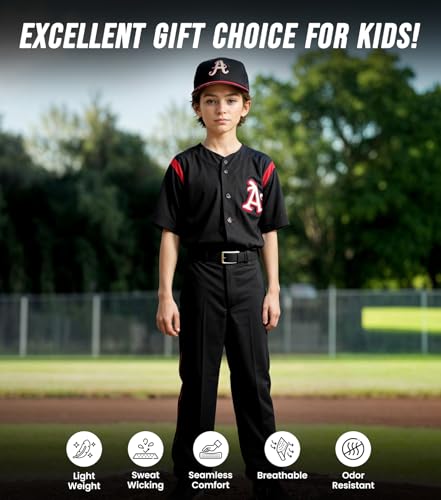 Exxact Sports Meninos Calça De Beisebol Juvenil Pull-Up Com Cordão Ajustável, Comprimento Total, Sem