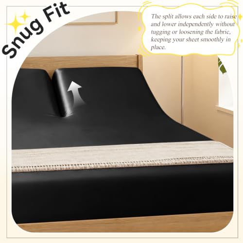 RUDONG M Split Top King Fitted Sheet Only for Adjustable Beds, Black by RUDONG M - Used condition - Image 4