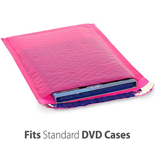 Envelopes de envio acolchoados Fosmon #0 coloridos rosa poli bolha 16,5 x 25,4 cm, largos 15,2 x 25,