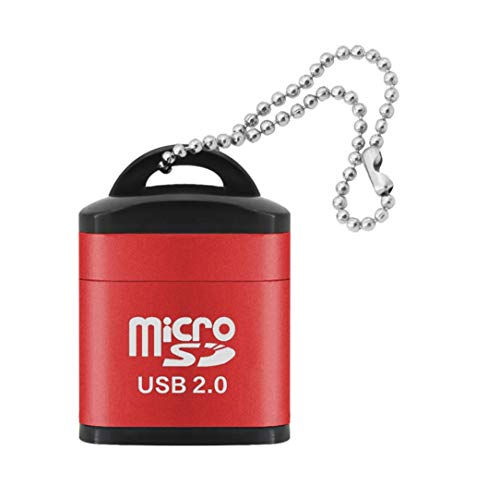 Cotchear Mini USB 2.0 Card Reader Micro SD Card Adapter for TF/Microsd Cards Reading High Speed Cardreader with Plastic Lid Key Ring (Red)