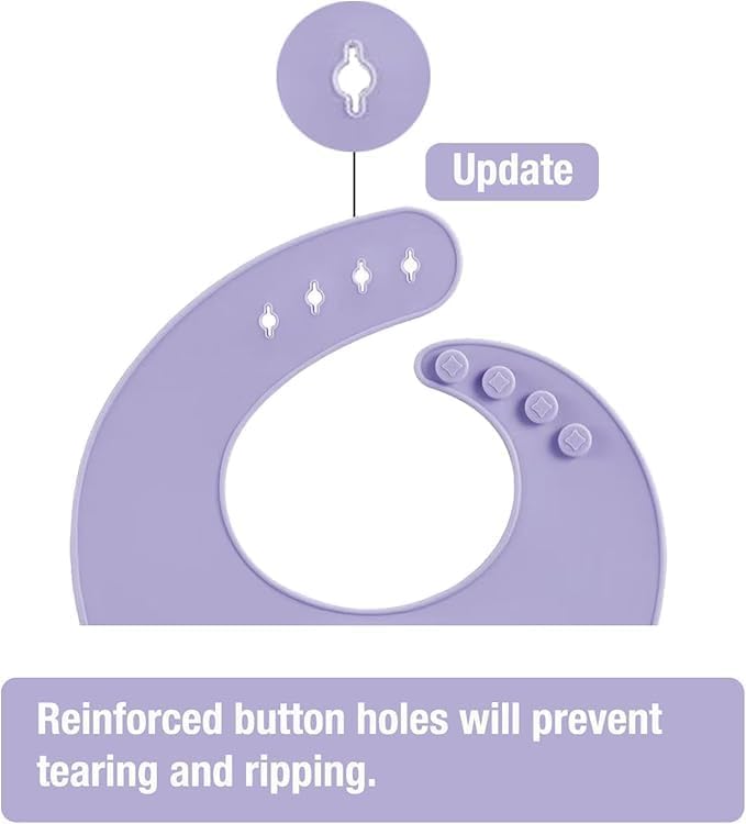 Miniatura 5 de PandaEar Paquete de 3 baberos de silicona para bebés y niñas, ajuste ajustable, sin BPA, impermeables, con bolsillo para atrapar alimentos