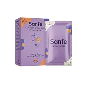 Sanfe Natural Intimate Wipes, Lavender & Chamomile – 10 Wipes (Pack of 6)