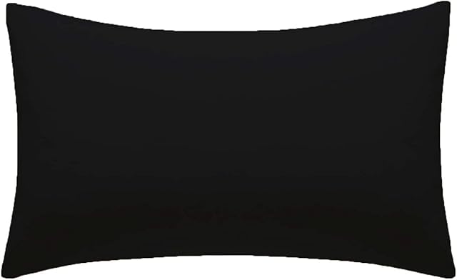 R&Z Plain Dyed Luxury Polycotton Housewife New 2 x Pillow Cases (Black)