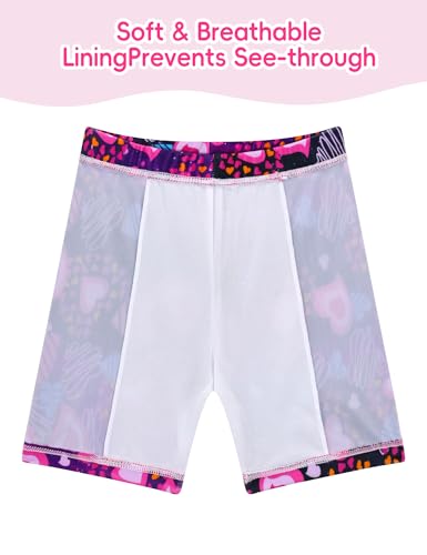 Image of Girl Swimsuits 2 Pieces Multicolor Short Sleeve Quick Dry Durable Rash Guard Set with Shorts
