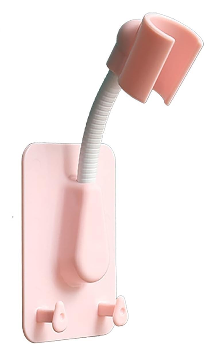 Xlandalyuefa Pink Adjustable Shower Head Holder Strong Adhesive Bracket 360 Degree Rotatable Handheld Wand Wall(Pink)