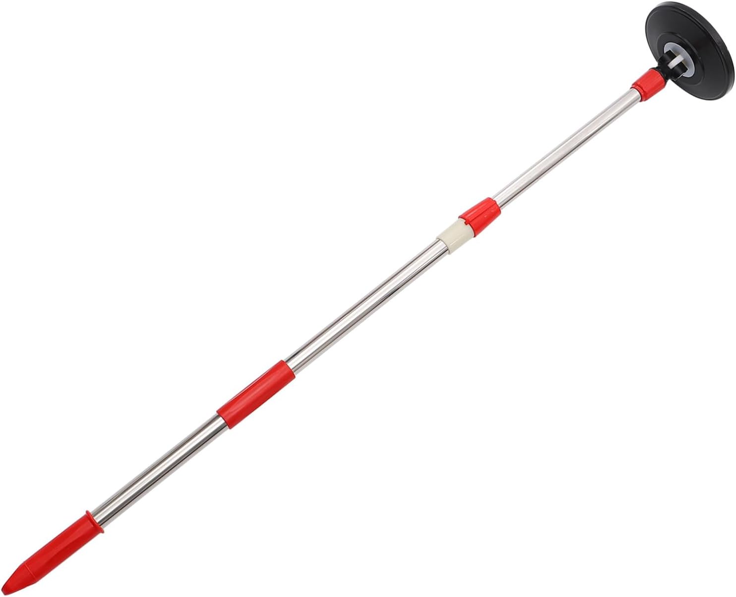 Stainless Steel Mop Pole Replacement Handle 360° Rotating Telescopic Mop Stick Accessory for Commercial and Home Cleaning Systems with Red Grip