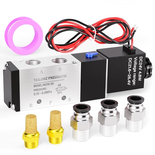Image of TAILONZ 1 /4 inchNPT DC24V 4V210-08 Solenoid Valve 2-Position 5-Way Outlet wire