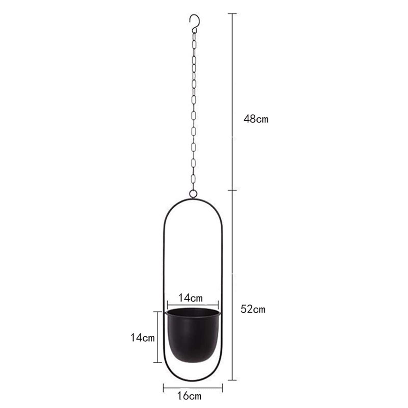 2 Vasi Da Fiori In Metallo Nero Da Appendere – Design Geometrico, Diametro 14cm, Per Piante Grasse O Fiori Secchi - 2
