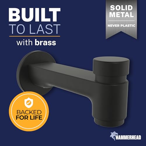 HammerHead Solid Brass Tub Spout with Spring-Loaded Diverter, 6.8" Length, 1/2" FNPT or 3/4" MNPT Thread-On Bath Tub Spout, Heavy-Duty Bathtub Faucet, Matte Black by HammerHead Showers - Image 7