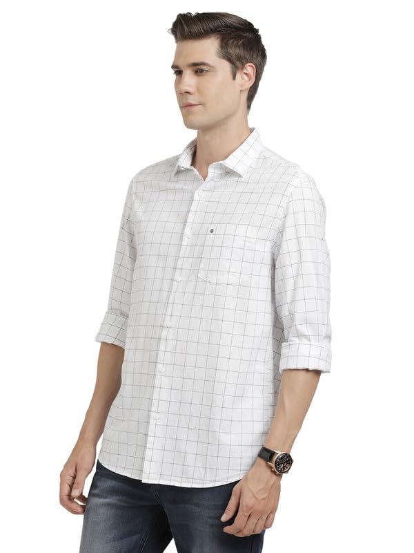 Image of Turtle Men 100% Cotton Slim Fit Check Full Sleeve Casual Shirt