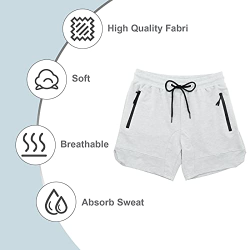 Image of PIDOGYM Men's 5 inch Gym Workout Shorts,Fitted Jogging Short Pants for Bodybuilding Running Training with Zipper Pockets