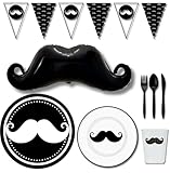 62Pcs Mustache Party Decorations - Large Mustache Decoration - Mustache Baby Showers, Barbers, Father's Day, Boy's Birthdays, Men's Birthday. Bigotes para Decoracion.10 Guests.