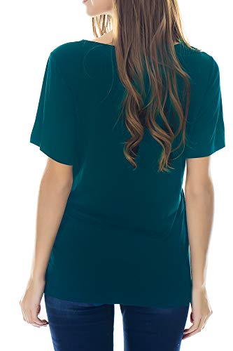 Smallshow 3 Pcs Maternity Nursing T-Shirt Nursing Tops Deep Green-Deep Grey-Teal Large #TOP3