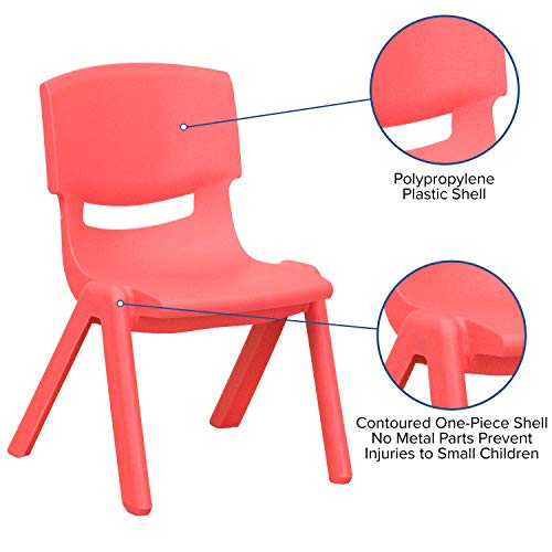 Image of Flash Furniture Whitney 2 Pack Red Plastic Stackable School Chair with 10.5'' Seat Height