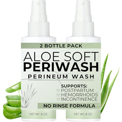 Aloe Soft Perineal Spray - 2 Pack of 8 Oz Perineal Cleanser - Rinse Free Body Wash Made with Aloe Vera Extract - Relief for Postpartum, Hemorrhoid, and Incontinence