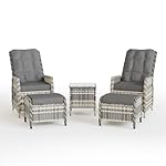 Patioco Rattan Sessel-Set Grau mit verstellbarer Lehne