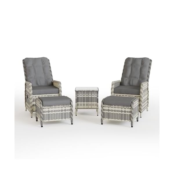 Patioco Rattan Sessel-Set Grau mit verstellbarer Lehne