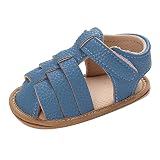 Printemps et été Enfants bébé Enfant en Bas âge Chaussures garçons et Filles Sandales Bout Rond Fond Plat lumière Crochet Boucle Couleur Unie Style Romain Girl A (Blue, 12-18 Months)