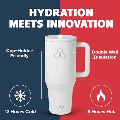 Image of HYV HydroMax 1.2 Litre Insulated Tumbler with Straw | Stainless Steel Water Bottle | Leakproof Sipper Bottle for Adults & Kids | 12H Hot & 24H Cold | Gym, Office, Travel & School Flask | Electric Pink