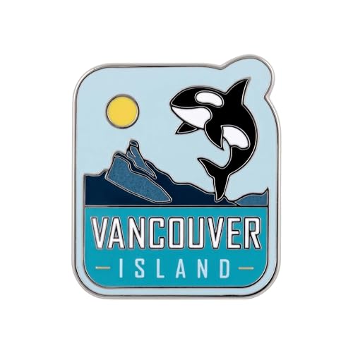 Image of Vagabond Heart Vancouver Island Pin - Hard Enamel Lapel Badge Vancouver Island British Columbia Souvenir - Metal Travel Brooch for Backpack Jacket Hat - Victoria BC Pin Collectible Gift for Travelers Men Women - 1.25 inch Inch Rubber Clutch Back