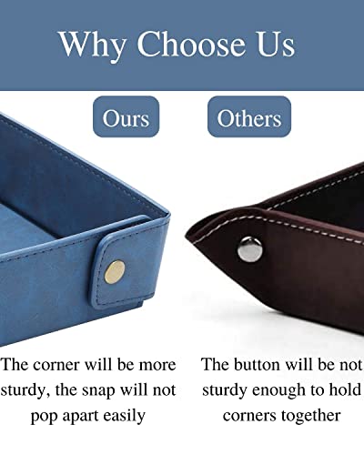 Image of CASIRENA Faux Leather Valet Tray Organizer for Men - Catch-All Tray for Entryway Table Key, Wallet, Watch, Coin Change, Phone, Dresser EDC Dump Jewelry, Bedside Nightstand Desk-top