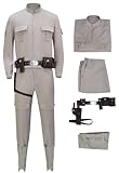 Howenlthy Mens Luke Skywalker Cosplay Costume Suit Jedi Uniform Knight Halloween Outfit Tunic Coat Pants Belt Set (Light Grey, X-Large)