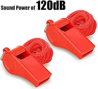 Fya Whistle, Red Emergency Whistle with Lanyard, 2PCS Super Loud Plastic Whistles Perfect