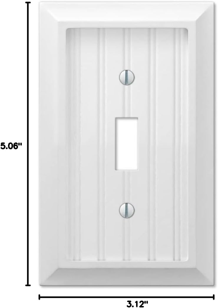 Amerelle 279TW Cottage Wallplate, 1 Toggle, Composite Wood, White, 1-Pack