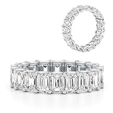 Cemme By Glams Moissanite Emerald Cut Eternity Band Ring , 14K White Solid Gold (DE/VVS), 5, Gold, Moissanite
