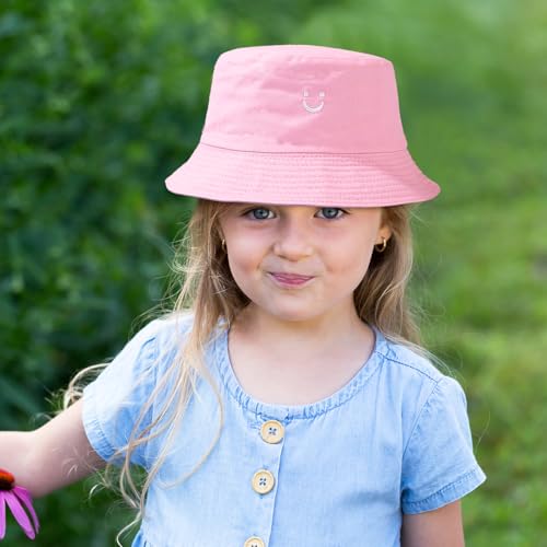 SUBTAVIK Sonnenhut für Kinder, Anglerhut mit Smiley-Gesicht, wendbarer Kleinkinderhut, breite Krempe, Anglerhut für Jungen und Mädchen, doppelseitige Sonnenhüte für Kinder von 2–8 Jahren