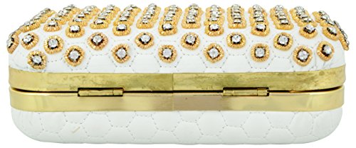 Image of TOOBA Handicraft Women's Embroidered Clutch Purse | Designer Handbag with Golden Floral & Pearl Work | Wedding, Cocktail, Party & Bridal Gift Bag for Women & Girls