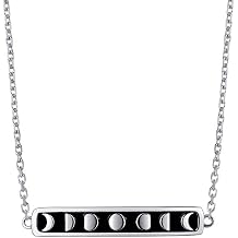 Moon Phase Necklace Sterling Silver, S925 Silver Vintage Adjustable Moon Necklace for Women Girls, Hypoallergenic Moon Charm Jewelry with Gift Box Card