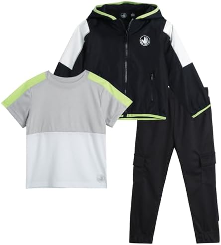 Body Glove Boys' Tracksuit Set - 3 Piece Windbreaker Jacket, Tricot Cargo Jogger Sweatpants, and Performance T-Shirt (2T-7)