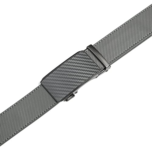 Image of Drowsmen Leather ratchet belt 1 3 /8 inch with Click Sliding Automatic Buckle, Adjustable belt Trim to Fit