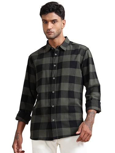 Image of StitchX Men's Slim Fit Brushed Cotton Buffalo Checkered Shirt