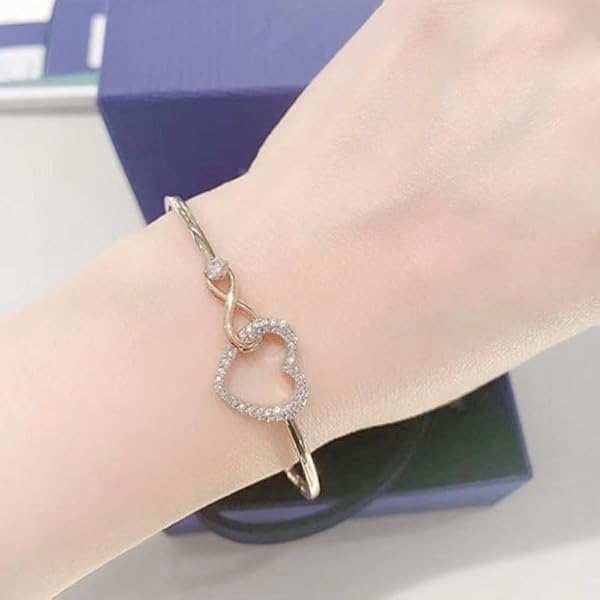 To My Daughter Forever Connected Bracelet,Infinity Love Cuff You Are Always In Mine Heart Cubic Zirconia Bracelet from Mom, Adjustable Inspirational Gift Jewelry for Daughter (Rose Gold-Silver-B) by BTZY - Used condition - Image 4