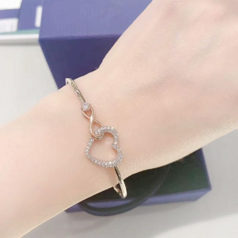 To My Daughter Forever Connected Bracelet,Infinity Love Cuff You Are Always In Mine Heart Cubic Zirconia Bracelet from Mom, Adjustable Inspirational Gift Jewelry for Daughter4