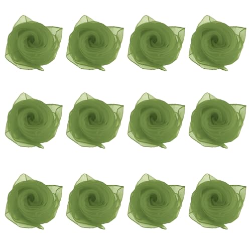 Andux 12PCS Dance Scarves,Colorfast Dance handkerchief for Kids,Kindergarten Juggling Scarves Music Scarf 24 inches WDSJ-02 (Army Green)