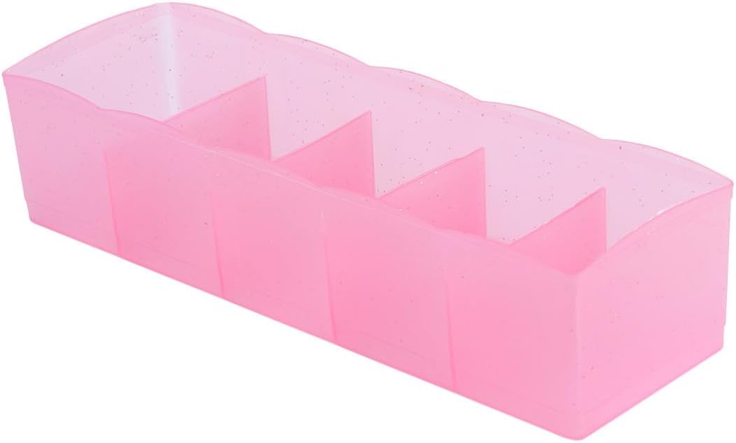YARNOW Plastic Underwear Organizer Box with Five Grids, Socks and Gloves Storage Drawer Divider for Closet, Sturdy Plastic Material, Multi-function Underwear and Sock Storage Solution