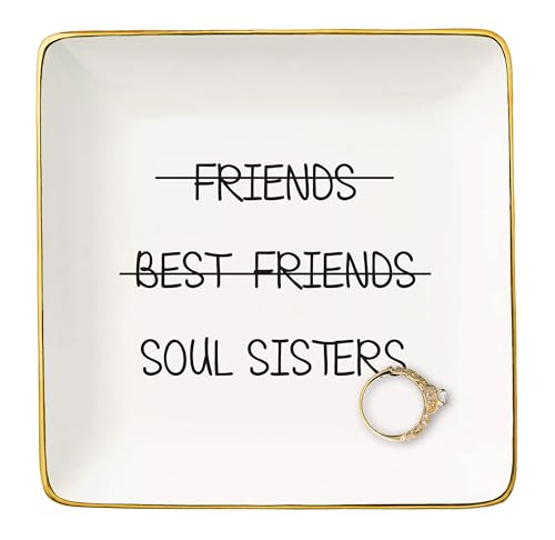 NZY Friendship Gifts for Women,Soul Sister,Sister-in-Law,Sister,Friends,Bestie,BFF,Best Friend Female -Birthday Christmas Gift-Unbiological Sister Gifts-Jewelry Tray Trinket Holder Ring Dish