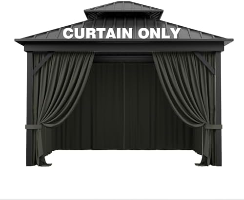 Outdoor Gazebo Curtain Replacement Universal 4-Panel Sidewalls 12' X 14',Outdoor Patio Waterproof Privacy Curtain with Double Zipper for Patio,Garden, and Backyard (Curtain Only) image 64