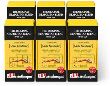 Passalacqua Ibis Redibis Ground Espresso Coffee, 6-Pack (7oz Each) – Italian Medium Dark Roast, 30% Arabica Blend, Made in Italy