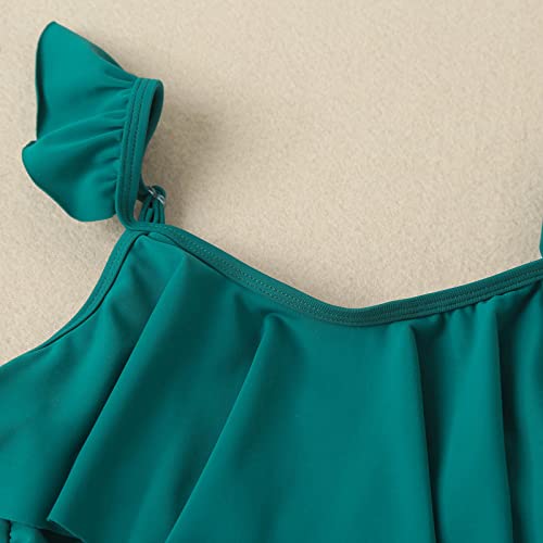 Toddler Girls Sleeveless Solid Swimwear One Piece Cute Ruffle Romper Swimsuit Kids Summer Rash Guard Bathing Suit3
