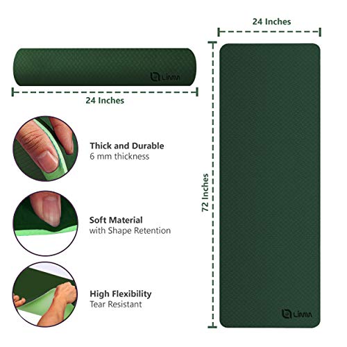 Limm Yoga Mat Fitness Mat - TPE Yoga Tapete com cinta para ginásio em casa, Equipamento de treino -