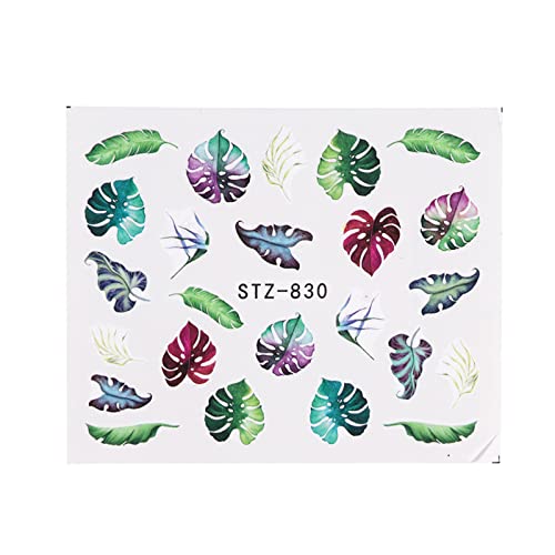 Diduikalor 6 Sheets Leaves Nail Stickers Decals Summer For Nail Decoration 3D Green Plants Tropical Leaf Self-Adhesive Designs Stickers For Manicure Diy Nails Art Supplies Accessories #TOP5